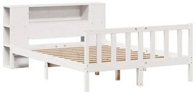 Cama com estante sem colchão 120x190 cm pinho maciço branco