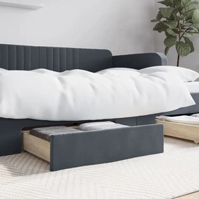 Gavetas de cama 2pcs derivados de madeira e veludo cinza-escuro
