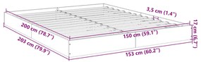 Estrutura de cama 150x200 cm derivados de madeira cinza sonoma