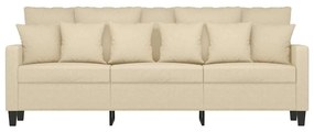 Sofá de 3 lugares tecido 180 cm cor creme