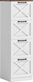 Móvel arquivo para Escritório 40x40x131 cm com 4 Gavetas com Trilho Suspenso para A4 e Carta  Branco