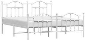 Estrutura de cama com cabeceira e pés 183x213 cm metal branco