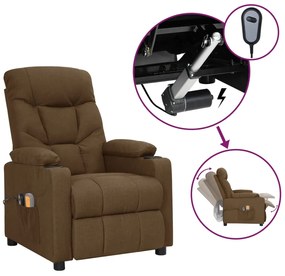 vidaXL Poltrona de massagens elétrica reclinável tecido castanho
