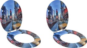 vidaXL Assento de Sanitário com Fechamento Suave 2 pcs Multicolor