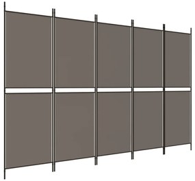 Divisória/biombo com 5 painéis 250x220 cm tecido antracite