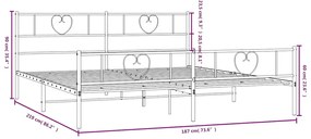 Estrutura de cama com cabeceira e pés 183x213 cm metal preto