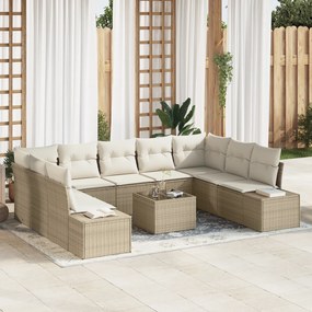 Conjunto de Sofá de Jardim com Almofadas Marrom Polirattan