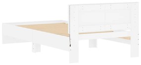 Estrutura de cama com cabeceira e luzes LED 100x200 cm branco