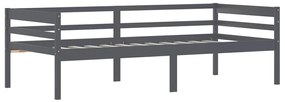 Estrutura de cama 90x200 cm pinho maciço cinzento-escuro