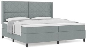 Cama com Estrado e Colchão Cinza Claro 200 x 200 cm Tecido