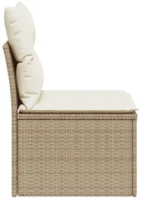 Sofá de jardim sem braços com almofadões vime PE bege