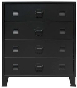 Armário de gavetas em metal estilo industrial 78x40x93 cm preto