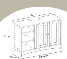 Armário de casa de banho para lavatório (Não incluido) 30 x 90 x 60 cm Branco