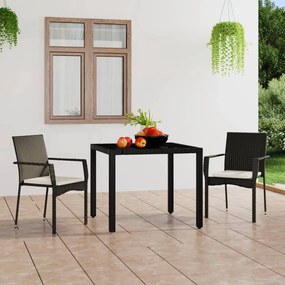 Cadeiras de jardim com almofadões 2 pcs vime PE preto