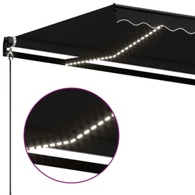 Toldo retrátil manual com LED 600x350 cm antracite