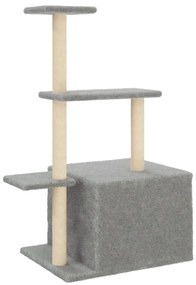 Árvore p/ gatos c/ postes arranhadores sisal 110 cm cinza-claro