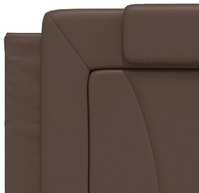 Cama com colchão 200x200 cm couro artificial castanho