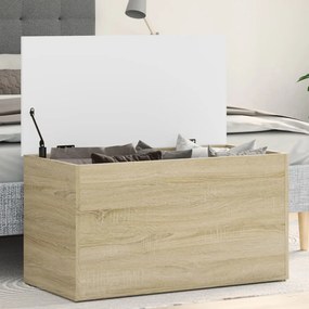 vidaXL Arca de arrumação 84x42x46cm madeira processada branco/sonoma