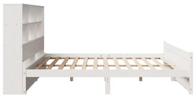 Cama com estante sem colchão 200x200 cm pinho maciço branco