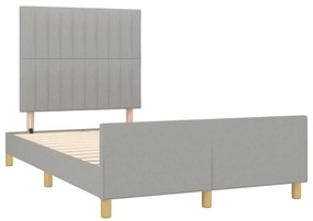 Estrutura de cama c/ cabeceira 120x200 cm tecido cinza-claro