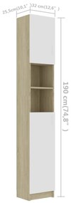 Armário Alto Loony de 190cm - Branco/Carvalho - Design Moderno