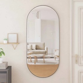 vidaXL Espelho de parede oval 45x100 cm preto