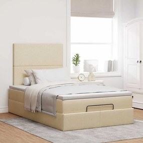 Estrutura de cama otomana com colchão 120x190 cm tecido creme