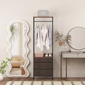 Guarda Roupa, Cabide com varão e prateleiras para o hall de entrada, quarto 55 x 28 x 176 cm Castanho
