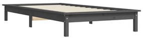 Estrutura cama pequena solteiro 75x190 cm pinho maciço cinzento