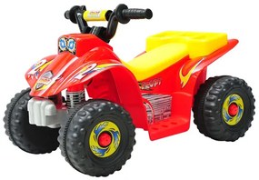 Moto-quatro Infantil com bateria, tipo Carro Elétrico- Vermelho Amarelo e Preto - Polipropileno - 65 x 43 x 43 cm