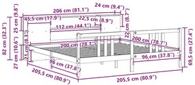 Cama com estante sem colchão 200x200 cm pinho maciço
