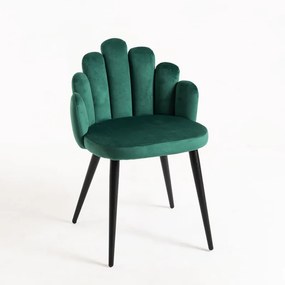 Cadeira Hand Veludo Pernas Pretas - Verde