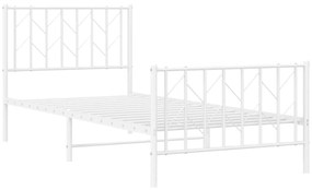 Estrutura de cama com cabeceira e pés 90x200 cm metal branco