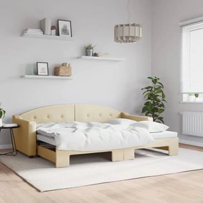 Sofá-cama com gavetão 80x200 cm tecido cor creme