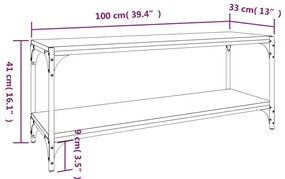 Móvel de TV 100x33x41 cm derivados madeira/aço cinzento sonoma