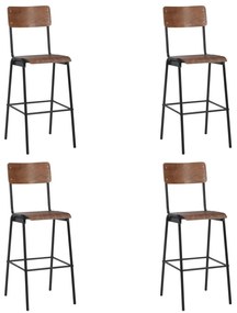 vidaXL Bancos de bar 4 pcs contraplacado maciço e aço