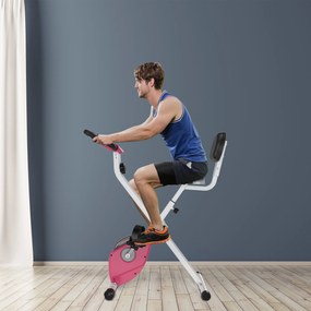 Bicicleta estática dobrável, bicicleta de fitness, bicicleta de interior, 8 níveis de resistência magnética, com encosto e selim ajustáveis, ecrã LCD