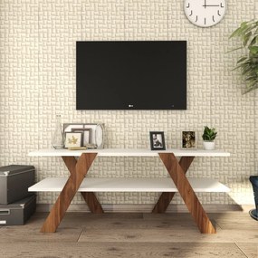 Móvel TV Basic – Branco e Nogueira – 120x45x33,1 cm