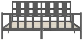 Estrutura de cama com cabeceira 200x200 cm madeira maciça cinza