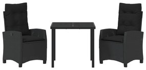 Conjunto de Jantar de Jardim 3 Peças com Almofadas - Rattan Sintético