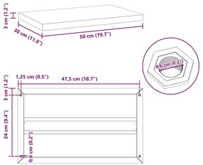 Prateleiras de parede 2 pcs 50x30x3 cm aço inoxidável prateado