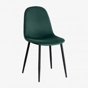 Pack 4 cadeiras de jantar em veludo Glamm Verde Selva & Preto - Sklum
