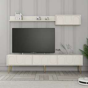 Unidade de TV Lyon – Creme e Dourado – 180 cm x 43 cm x 35 cm