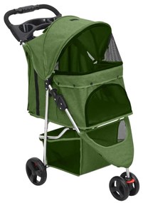 Carrinho dobrável para cães 80x46x98 cm tecido oxford verde