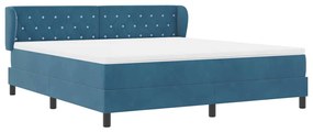Cama Box Spring vidaXL com Colchão Azul Escuro 180x200 cm Veludo