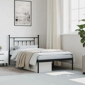 Estrutura de cama com cabeceira 107x203 cm metal preto