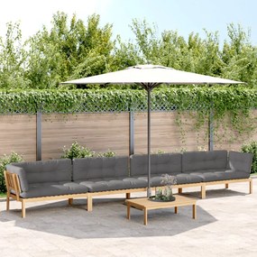 vidaXL 5 pcs móveis de paletes p/ jardim com almofadões acácia maciça