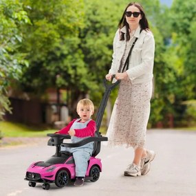 Carrinho de bebé 3 em 1 para crianças com rodas universais Volante musical com arrumação Rosa