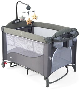 Berço multifuncional 5 em 1 dobrável para troca de fraldas com caixa de música e brinquedos pendurados 110 x 82 x 82 cm Azul