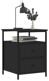 Conjunto de 2 Mesas de Cabeceira - Preto - 44x45x60 cm